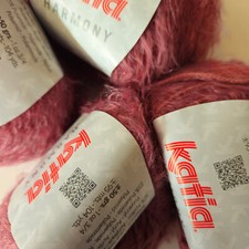 Katia Harmony yarn - 8 x 50g balls shade 70 pink wool blend fluffy chunky yarn