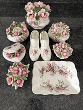 Royal Albert Lavender Rose 9 pieces  Candle Holders, Shoes,Painted Roses Shell