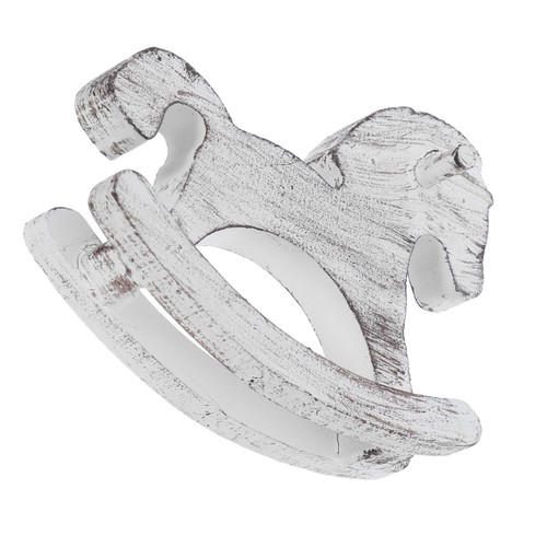 One white wooden rocking - wooden, horse