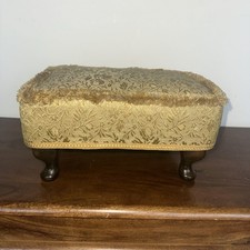 Old rectangle small golden Footstool Foot Rest Queen Anne legs Design Sherborne 