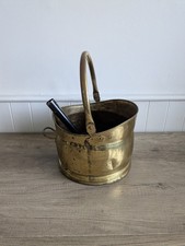 Vintage Brass Coal Skuttle Bucket With Black Coal Shovel - Decorative Home Decor