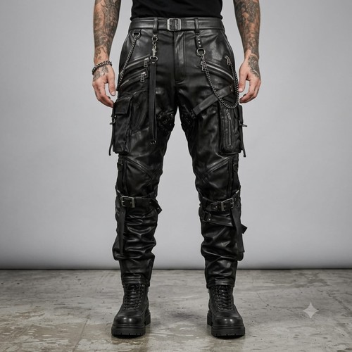 Mens black leather - mens, cargo
