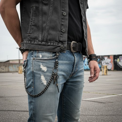 Men silver metal wallet chain - men,