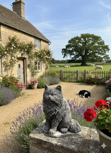 Cat garden ornament statue - cat,