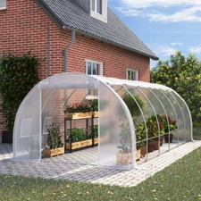 6 x 3 x 2 m Polytunnel Greenhouse Pollytunnel Tent w/ Metal Frame White