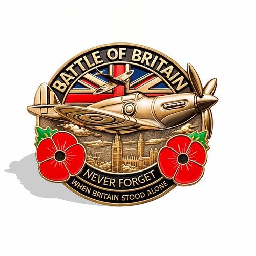 Spitfire red poppy - spitfire, badge,