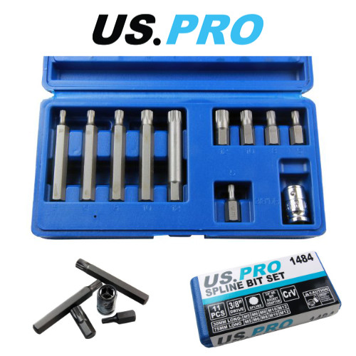 Pro 11pc 8dr spline bit - 3/8dr,