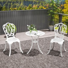 3 Piece Patio Bistro Set Aluminium Garden Furniture Set for Balcony Porch