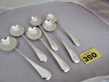 VINTAGE SILVER PLATED EPNS  6 SOUP SPOONS OLD ENGLISH PATT - 7.5" - GLEAMING