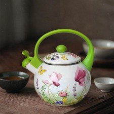 Enamel Tea Kettle Whistling Tea Kettle with Lid Juice Jar Heat Resistant 2.2L