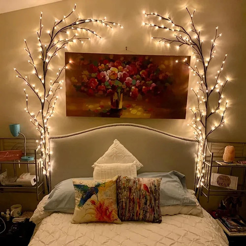 Lighted willow vine twig wall - vine,