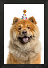 Chow Chow Dog with Party Hat