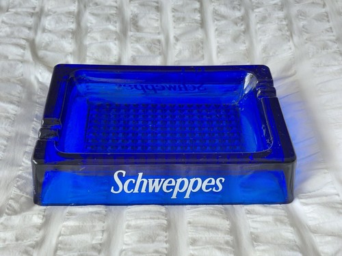 Vintage ashtray blue glass - blue,