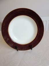 Vintage Crownford Burslem England Burgundy & Gold Gilding 8" Soup Bowls