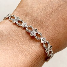Vintage Sterling Silver MARCASITE Bracelet Evening Dinner Party Date Night 925