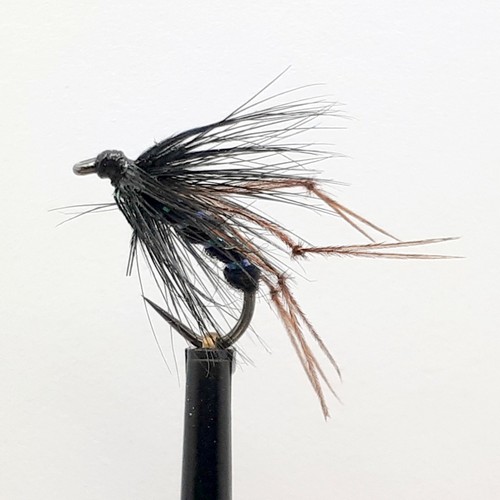 Barbless black hopper - barbless, fly
