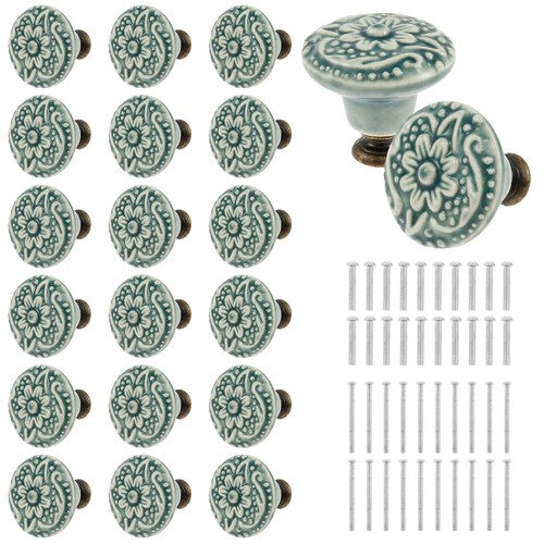 20pcs green ceramic knobs - green,