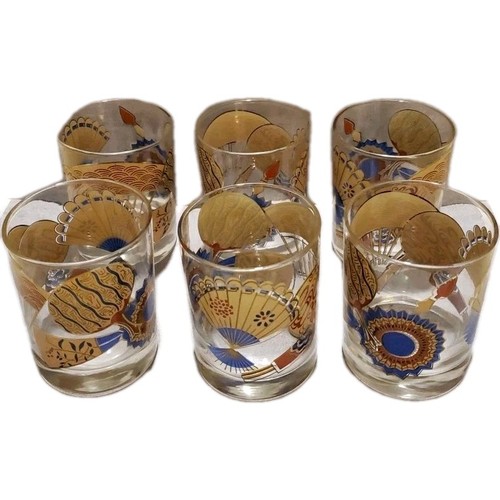 Asian fans glassware set - fans, 6