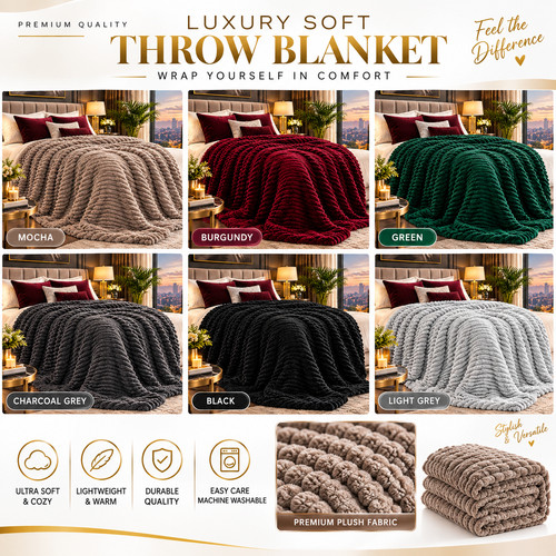 Chunky ribbed throw fluffy - throw,
