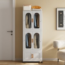 2/3/4 Tier Folding Wardrobe Baby Clothes Storage Cabinet Closet Dress Organizer