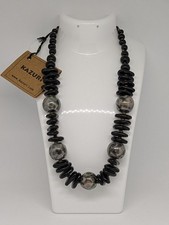 Vintage Kazuri Kenya Ceramic Black Bead Necklace 