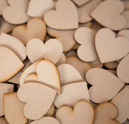50x wooden heart - heart, laser