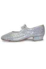 Dance Station Silver Sparkle Hologram Tap Shoes with Fitted Toe and Heel Taps
