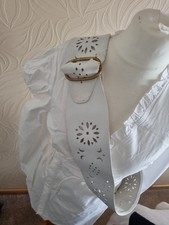 Real Leather White 4 Inch Wide Belt Extra Long 50 Inches