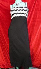 After Six by Ronald Joyce black & white mix long black evening dress UK 14-16