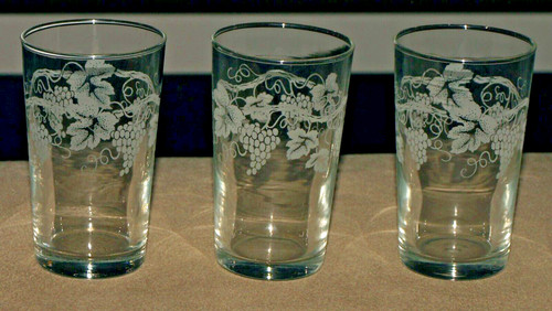 Small vintage etched - small, glasses