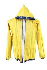 Rain Jacket Kagool Vintage PVC Pac-a-Mac Hood Zip Navy Blue Festival Wear Poncho