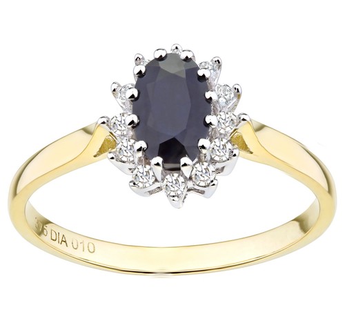 9ct gold natural blue sapphire - 9ct,