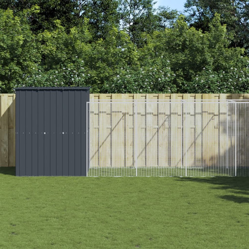 Dog house with run anthracite - with,
