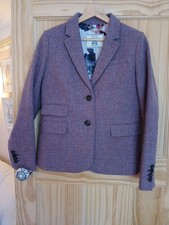 Joules Size 10 Women's Heather Tweed Blazer With Classic Joules Floral Lining