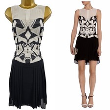 12 UK Karen Millen 20's Pleat Tribal Cutwork Gatsby Flapper Cocktail Dress