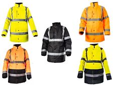 HI VIZ   Parka Jacket Visibility Security Work Waterproof Coat Hi Vis Visibility