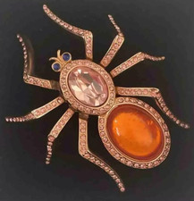 Butler & Wilson rose gold / orange spider brooch rare large