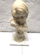 antique white alabaster bust of young maiden victorian era