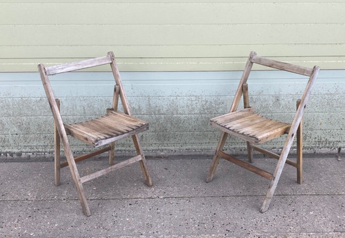 Vintage pair wooden folding - pair,