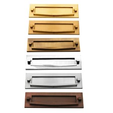 10"x3" Victorian Sprung Solid Brass Letter Box Postal Knocker Letter Plate Cover