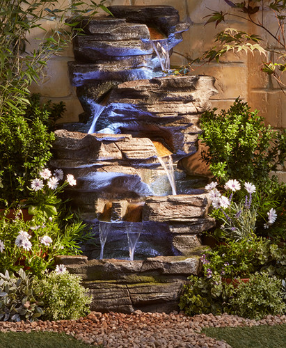Cascading rock pool water - rock,
