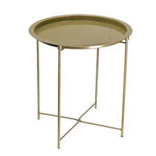 Metal Side Table Detachable Tray Top Round End Sofa Table Garden Terrace Balcony