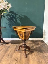 Victorian Walnut Trumpet Sewing Table