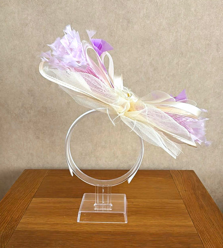 Cream lilac fascinator - lilac,