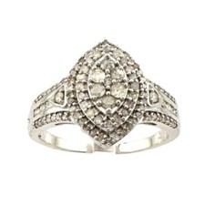 Stunning 1/2 carat Diamond Marquise Cluster Ring - Sterling Silver Size 7