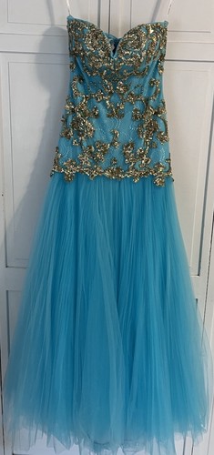 Sherri hill aqua gold - hill, aqua/gold