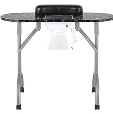 Portable & Foldable Manicure Table, Black Flower