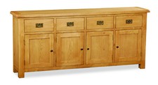 Oakvale Extra Large Sideboard / Solid Wood 4 Drawer 4 Door Side Storage Cabinet