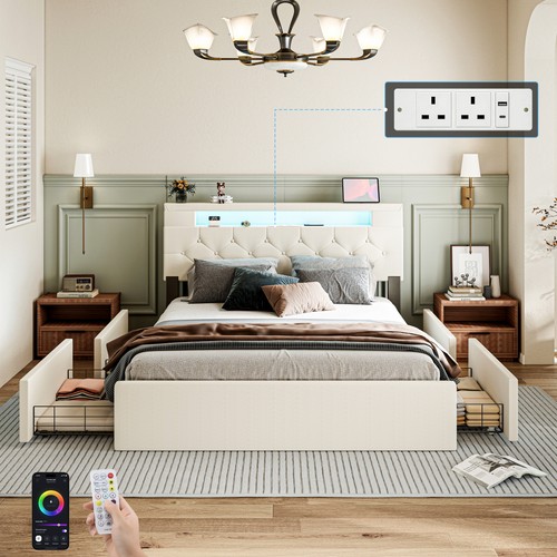Storage upholstered bed frame - storage,