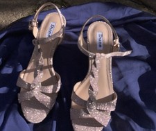 Dune Metallic Gold  Rose strap Size 5   3 Inch Heel Sandals Shoes